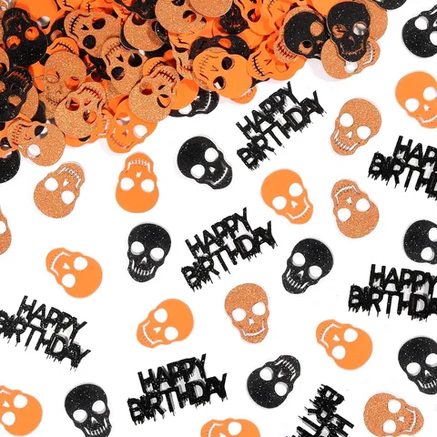 Halloween Skull Happy Birthday Confetti Paper Glitter Table Scatter For Festival Party Decoration