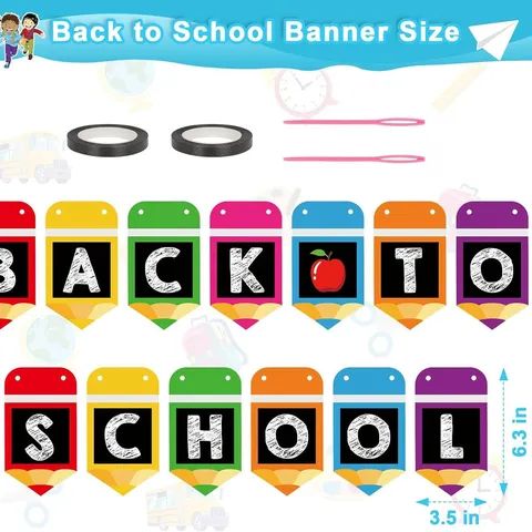 Back To School Banner Multicolor Pencil Shape Paper Garland For Classroom Party Decorations Welcome Back Banner Hanging Sign Decorations