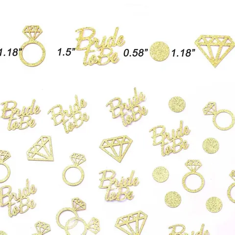 Bride To Be Glitter Paper Confetti Diamond Ring Polka Dot Wedding Table Tableware Scatter Valentines Day Proposal Engagement Party Bridal Shower Decoration Ornament