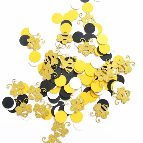 Glitter Bee Paper Confetti Table Scatter Decoration Cartoon Hexagon Circle Paper Scraps For Birthday Wedding Baby Shower Party Venue Layout