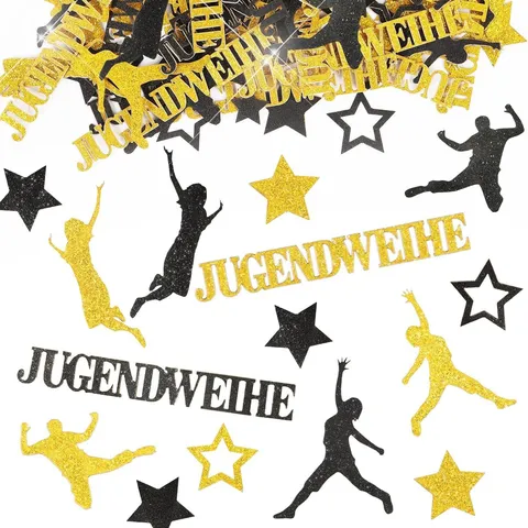 Glitzer Papier Tisch Konfetti Stern Figuren Silhouette Buchstaben Symbole Set Für Jugendweihe Feier Party Hintergrund Dekoration