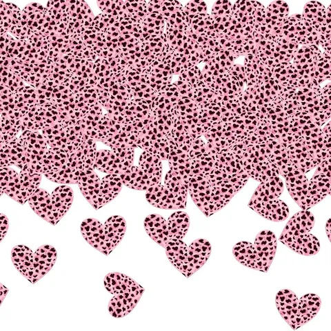 Retro Roze Luipaardprint Hart Confetti Safari Dieren Thema Verjaardag Feest Decoratie Bachelorette Tafel Strooi