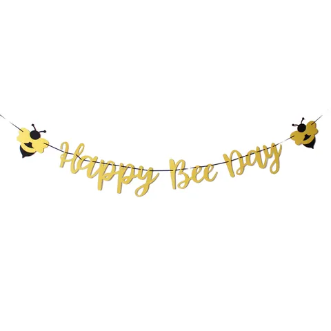 Striscione Ghirlanda in Carta Glitterata per Decorazione Festa di Compleanno Ape Set Cake Topper Forniture a Tema Ape per Festa di Compleanno Bambini