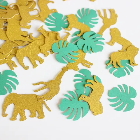 Jungle Tropisch Dieren Confetti Glitter Metallic Papier Strooien Bladeren Vormen Voor Verjaardagsfeest Decoratie Tafelornament