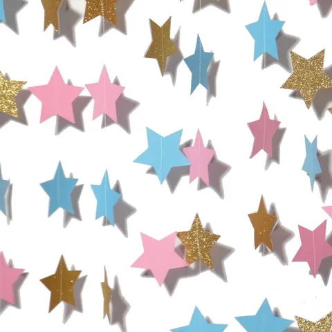 Star Circle Paper Garland Hanging Banner For Christmas Birthday Wedding Party Home Decorations Glitter Paper Streamer