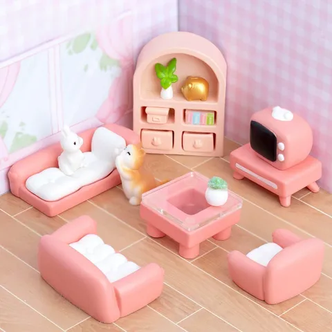 Miniature Dollhouse Resin Furniture Kitchen Bathroom Living Room DIY Micro Landscape Decorative Accessories Miniature Ornaments