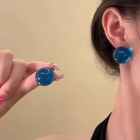 Retro Bonbonfarbe Runde Harz Ohrstecker Für Damen Süß Minimalistisch Geometrisch Ohr Schmuck Täglich Party Geschenk