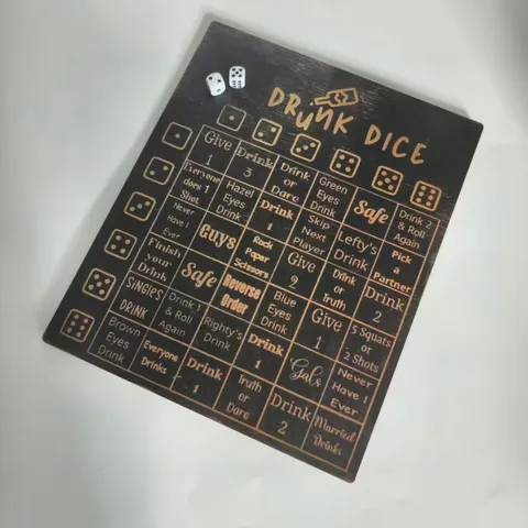 Tablero de Juego de Beber de Madera Con Dados Juego de Mesa Interactivo de Fiesta para Adultos Juguete de Entretenimiento de Escritorio