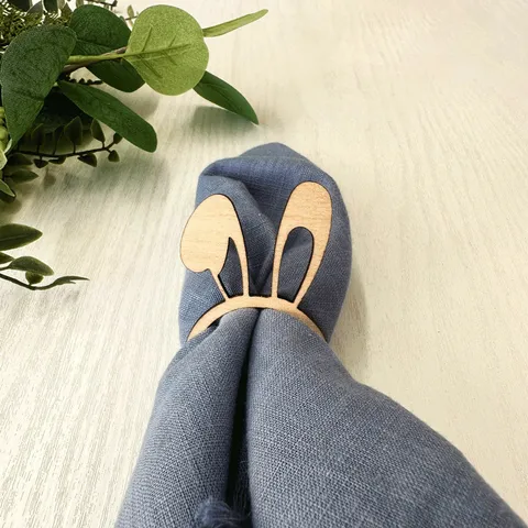 Wooden Rabbit Ear Napkin Rings Cute Animal Table Decor For Easter Party Hotel Restaurant Banquet Table Setting