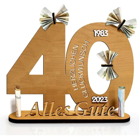 Wooden Birthday Money Gift Card Holder Laser Engraved Cash Display Stand Tabletop Ornament Party Souvenir Gift