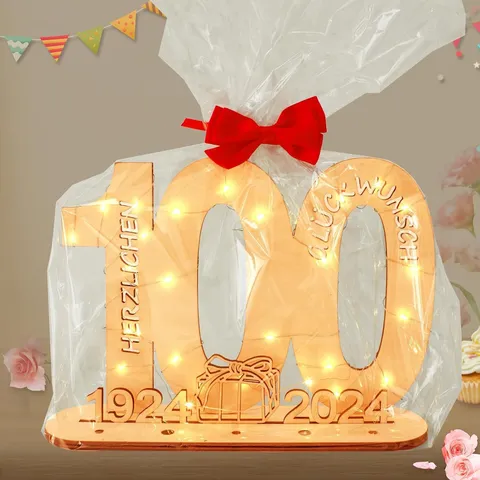 Wooden Birthday Celebration Sign LED Light Number Table Ornament Party Decoration Gift Milestone Anniversary Sign