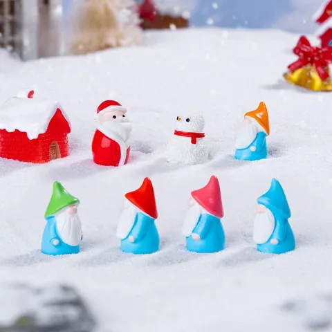 Miniaturas de Resina de Escena Navideña de Nieve Adornos de Micropaisaje Muñeca de Dibujos Animados Accesorios de Decoración Figura