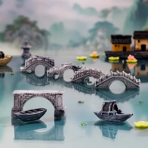 Micropaisaje Resina Puente en Arco Adorno en Miniatura Jardín de Hadas Pecera Planta en Maceta Decoración de Paisajismo DIY