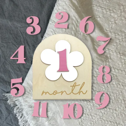 Wooden Baby Milestone Monthly Cards Newborn Photography Props Wooden Milestone Discs Baby Growth Record Cards Gift