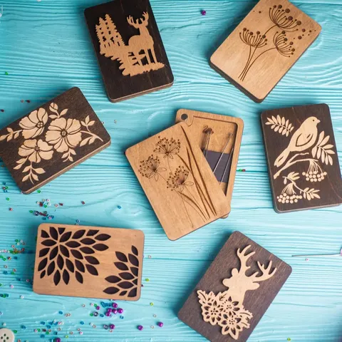 Wooden Sewing Needle Box Portable Storage Organizer With Magnetic Closure Vintage Carved Needle Case For Home Craft