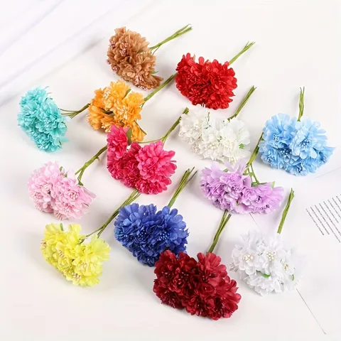 Artificial Carnation Flower Bouquet Silk Floral Arrangement For Wedding Home Decor