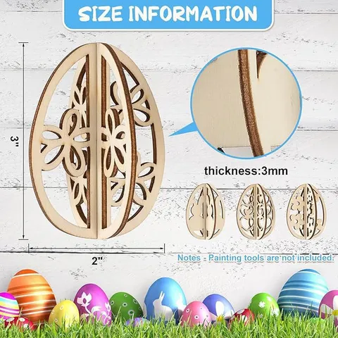 Artisanat en Bois Non Finis Découpes DIY Peinture Tranches de Bois Pour Fête de Pâques Décoration Maison Ornements Suspendus Fournitures d'Artisanat