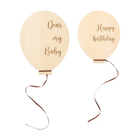 Nordic Style Wooden Balloon Milestone Cards Baby Birthday Photography Props Baby Growth Record Commemorative Toys