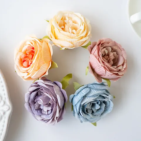 Artificial Silk Peony Rose Flower Heads Fake Flowers For Wedding Home Party Decoration DIY Craft Photography Props