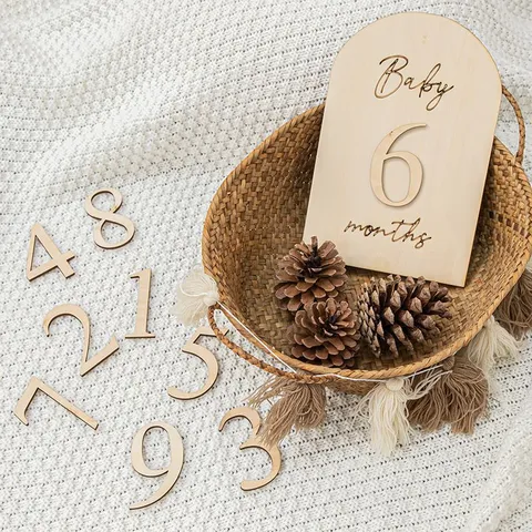 Disco Milestone per Neonati in Legno Segno di Registrazione dell'Età Mensile Puntelli di Fotografia in Legno Naturale Arredamento per la Stanza dei Bambini