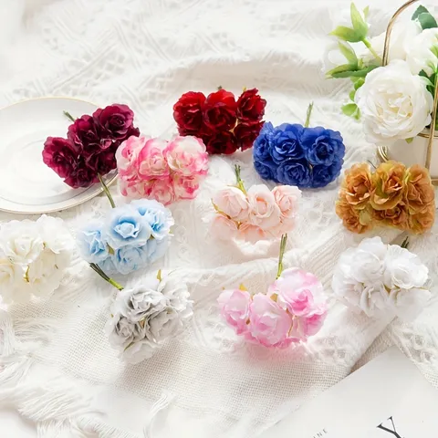 Artificial Silk Peony Flower Bouquet Small Peonies Silk Floral Arrangement For Home Wedding Party DIY Craft Interior Decoration
