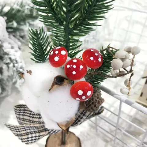 Simulation Foam Red Mushroom Miniature Succulent Potted Bonsai Micro Landscape Christmas Tree Decoration Accessories Craft Ornament