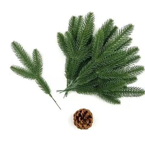 Artificial Pine Needle Branches Fake Plastic Pine Picks Green Plant Stems For Christmas Tree Home Decor Floral Arrangement