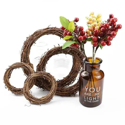 Handmade Natural Rattan Christmas Wreath Vine Ring DIY Craft For Pastoral Wedding Home Holiday Party Decoration Supplies