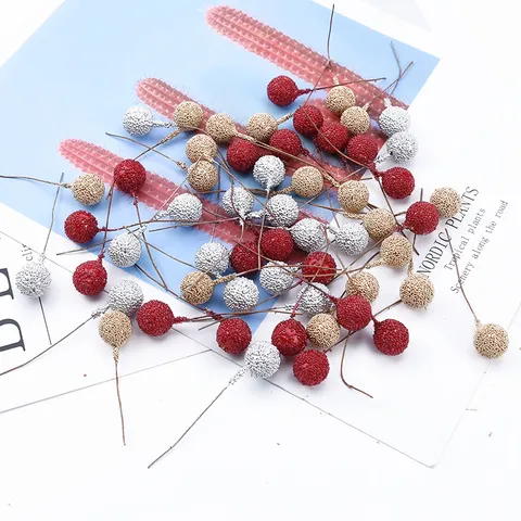 Bacche Di Schiuma Artificiali Rosso Oro Argento Steli Di Bacche Scelte Di Frutta Finta Per Albero Di Natale Ghirlanda Fai Da Te Artigianato Floreale Decorazione Della Casa