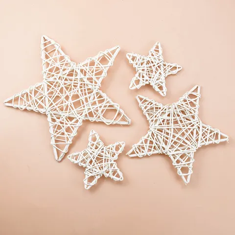 Rattan Woven Five Pointed Star White Star Hanging Ornament Christmas Holiday Home Decor Floral Arrangement Craft