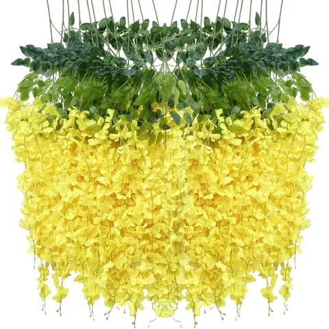 Kunstmatige Wisteria Wijnstok Zijde Bloem Slinger Hangende Nep Bloemen Voor Bruiloft Thuis Feest Muur Decor Hotel Achtergrond