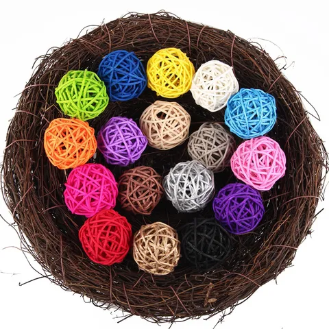 Giocattoli di Palline di Rattan per Pappagalli Giocattoli da Masticare Naturali Colorati per Calopsite Parrocchetto Addestramento Uccelli Forniture Interattive per Animali