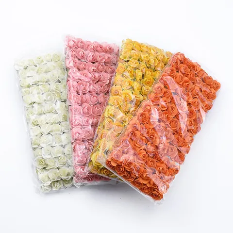 Artificial Paper Rose Flowers Mini Floral Bouquet DIY Garland Craft Wedding Favor Box Accessories