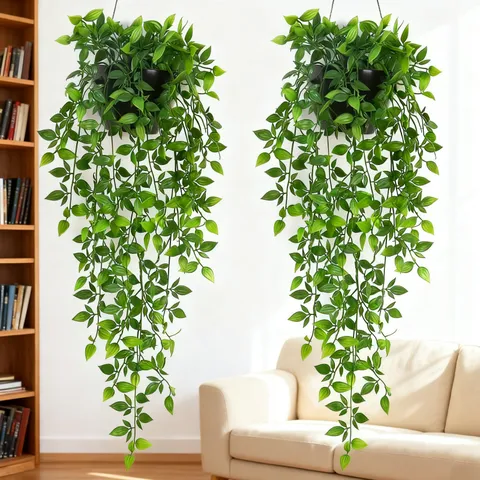 Fausse Plante en Pot Suspendue en Feuille d'Eucalyptus Artificielle Fleur de Soie Pour Décoration Murale Intérieure et Extérieure