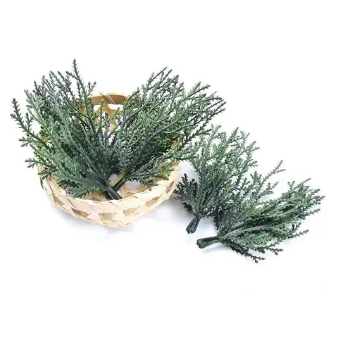 Artificial Pine Needle Branches Christmas Tree Craft Garland Gift Decoration Accessories Plastic Pine Stems For DIY Craft