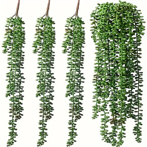 Planta Artificial de Collar de Perlas Suculenta Colgante Falsas Vides de Verdor Para Decoración de Pared del Hogar Arreglo de Fiesta de Boda