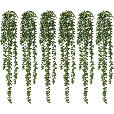 Planta Artificial de Collar de Perlas Suculenta Colgante Falsas Vides de Verdor Para Decoración de Pared del Hogar Arreglo de Fiesta de Boda