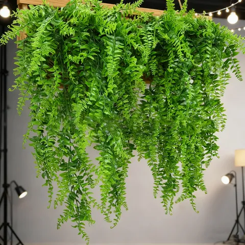Kunstmatige Boston Varen Wijnstok Nep Groen Plant Hangende Bladeren Voor Bruiloft Huis Wanddecoratie Zijden Bloemenslinger
