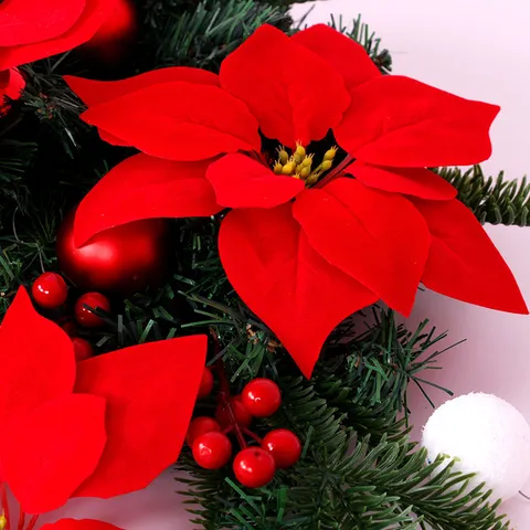 Red Artificial Poinsettia Flower Silk Christmas Tree Decoration Garland Wreath Floral Arrangement Holiday Party Home Decor
