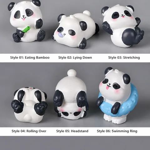 Süße Kleine Panda Resine Figuren Mikrolandschaft DIY Dekor Bambussprossen Stange Tier Desktop Blumentopf Ornamente