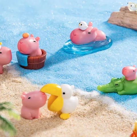 Adorable Figurine de Capybara en Résine Ornement de Micropaysage Bureau Petit Animal Miniature Décoration de Gâteau Maison