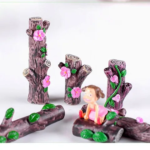 Micro Landscape Cartoon Resin Tree Stump Simulation Trunk Potted Plant Bonsai Landscaping Branch Desktop Ornament