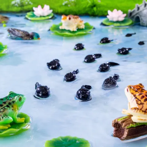 Microlandschap Hars Kikker Kikkervisje Lotusblad Ornamenten Miniatuur DIY Rivier Dier Figuur Thuis Desktop Tuin Decor