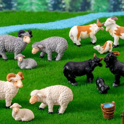 Moss Micro Landscape Resin Craft Cute Simulation Sheep Figurine Gardening Farm Landscaping Ornament Decoration