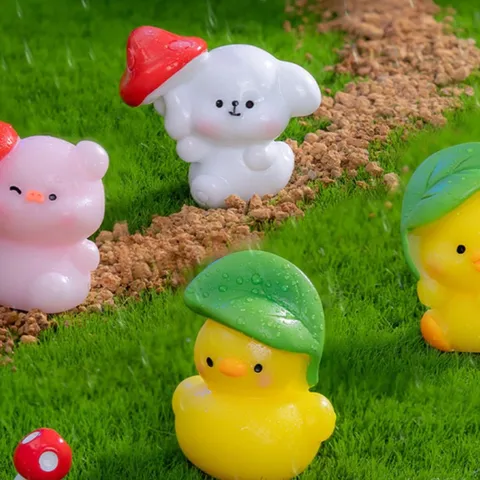 Süße Harz Mikrolandschaft Tier Miniaturen Ornamente Cartoon Welpe Ente Schwein Kaninchen Frosch Schnecke Figur Heim Schreibtisch Dekor