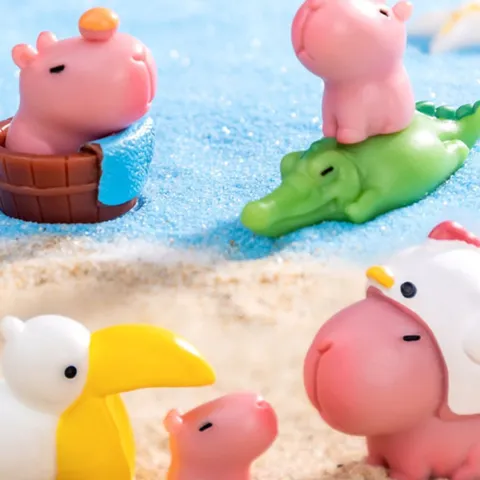 Adorable Figurine de Capybara en Résine Ornement de Micropaysage Bureau Petit Animal Miniature Décoration de Gâteau Maison