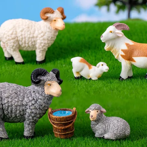 Moss Micro Landscape Resin Craft Cute Simulation Sheep Figurine Gardening Farm Landscaping Ornament Decoration