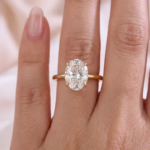 10K Gold Laborgezüchteter Diamant Ehering Ovaler Schliff Sechs-Klauen-Solitär Verlobungsring Für Damen IGI Zertifiziert