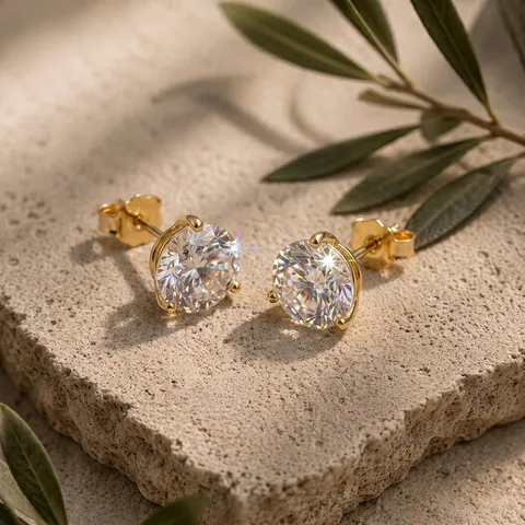 925 Sterlingsilber Labor-Diamant Ohrstecker Rundschliff Farbe D VVS Gold Platinierte Minimalistische Luxus Schmuck Für Damen