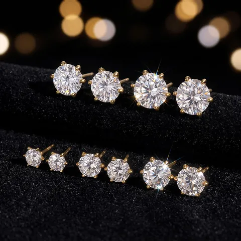 14 Karat Gold Im Labor Gezüchtete Diamant Ohrstecker D Farbe VVS Gezüchteter Diamant Minimalistische Geometrische Ohrringe Für Damen